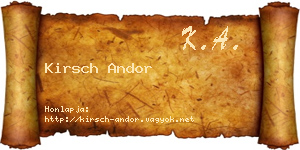 Kirsch Andor névjegykártya